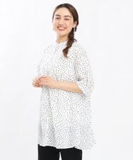 OLEHS45080 eur3(エウルキューブ) 【大きいサイズ】ドットプリーツチュニック ホワイト(90)