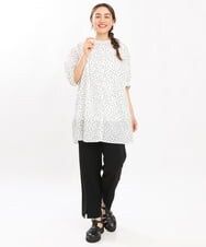 OLEHS45080 eur3(エウルキューブ) 【大きいサイズ】ドットプリーツチュニック ホワイト(90)