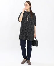 OLEHS45080 eur3(エウルキューブ) 【大きいサイズ】ドットプリーツチュニック ブラック(94)