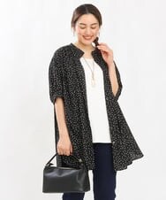 OLEHS45080 eur3(エウルキューブ) 【大きいサイズ】ドットプリーツチュニック ブラック(94)