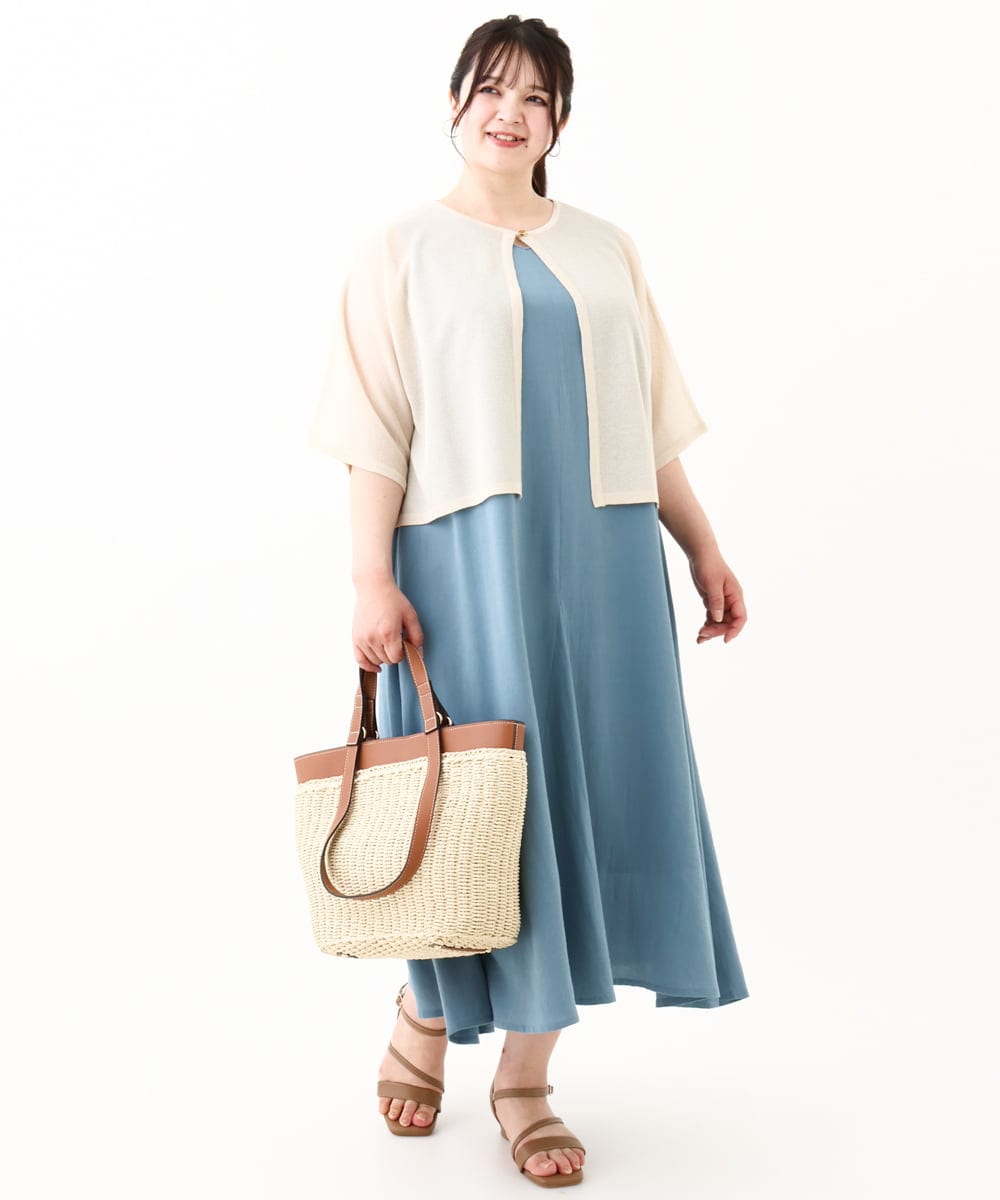 OLEHV30149 eur3(エウルキューブ) 【大きいサイズ】ノースリーブロングワンピース ブルー(55)