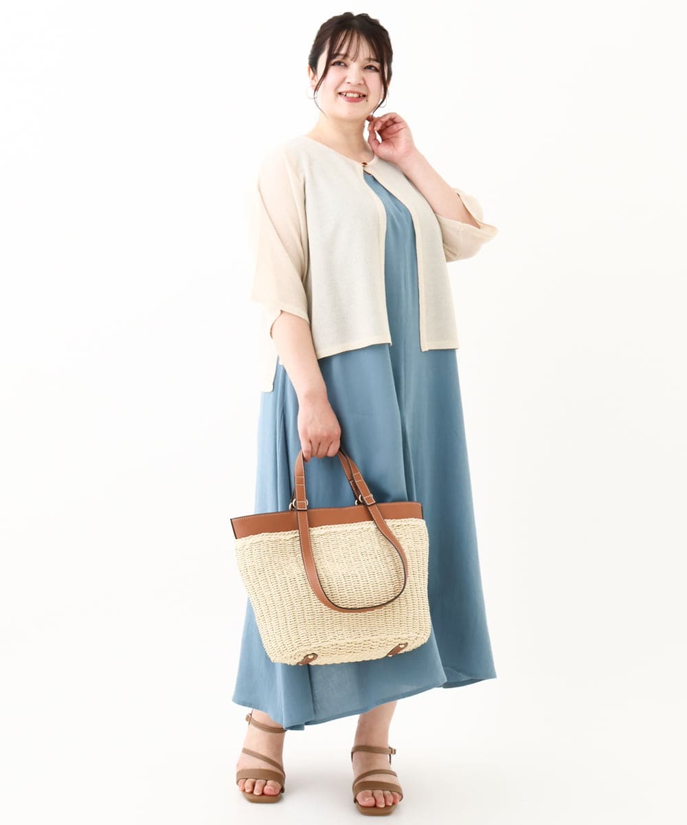 OLEHV30149 eur3(エウルキューブ) 【大きいサイズ】ノースリーブロングワンピース ブルー(55)