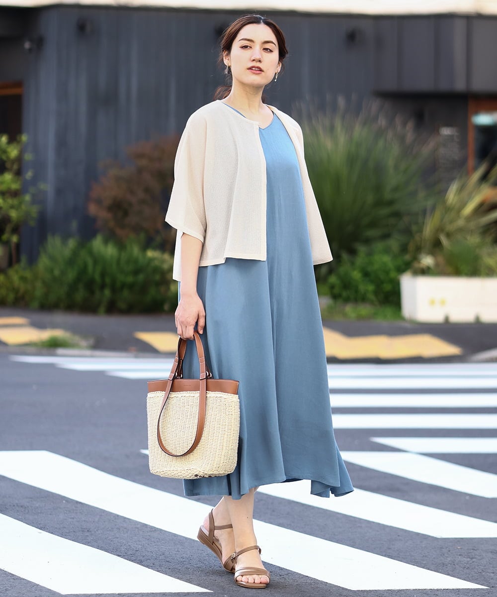 OLEHV30149 eur3(エウルキューブ) 【大きいサイズ】ノースリーブロングワンピース ブルー(55)