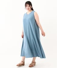 OLEHV30149 eur3(エウルキューブ) 【大きいサイズ】ノースリーブロングワンピース ブルー(55)