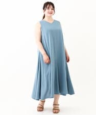 OLEHV30149 eur3(エウルキューブ) 【大きいサイズ】ノースリーブロングワンピース ブルー(55)