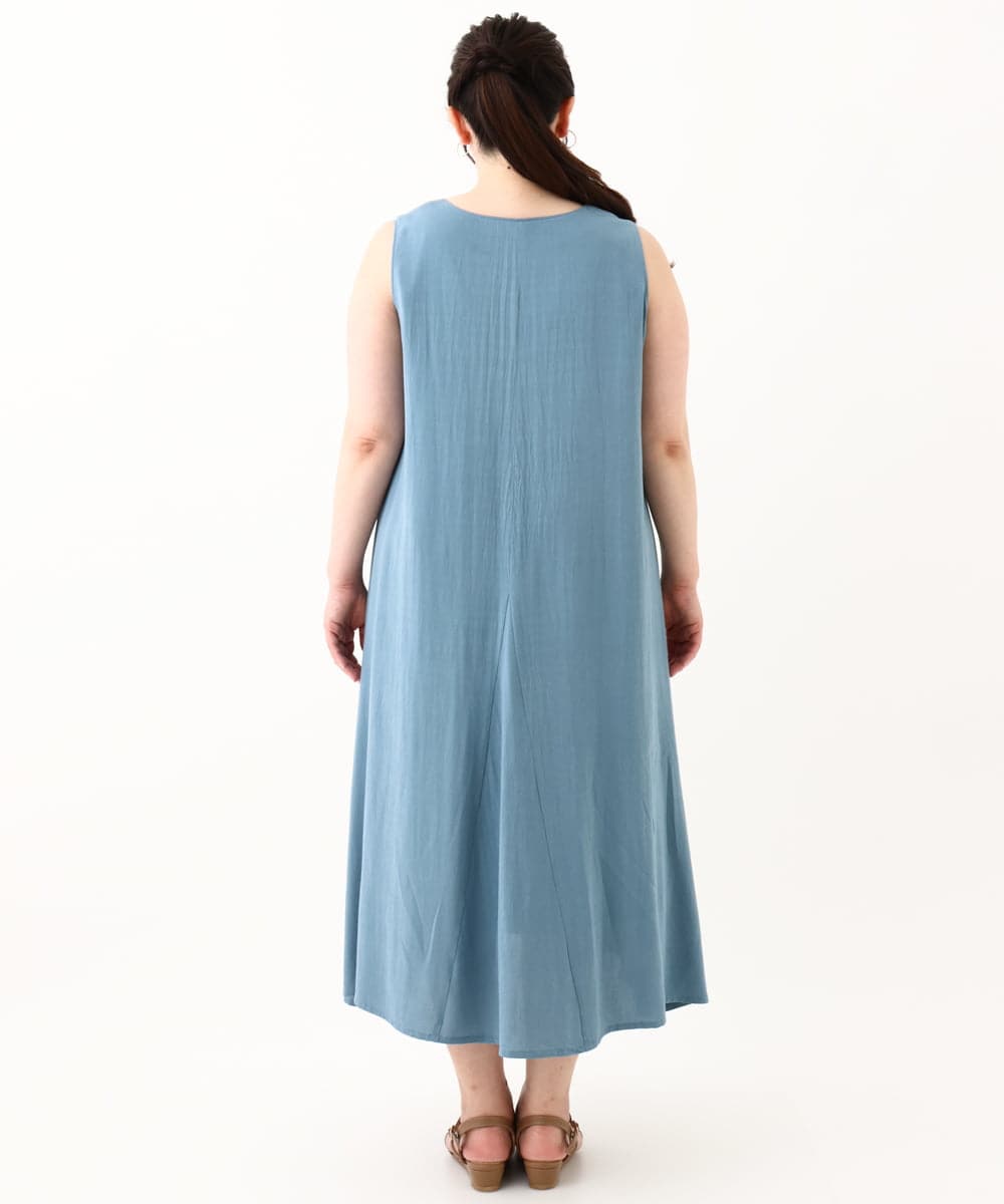 OLEHV30149 eur3(エウルキューブ) 【大きいサイズ】ノースリーブロングワンピース ブルー(55)