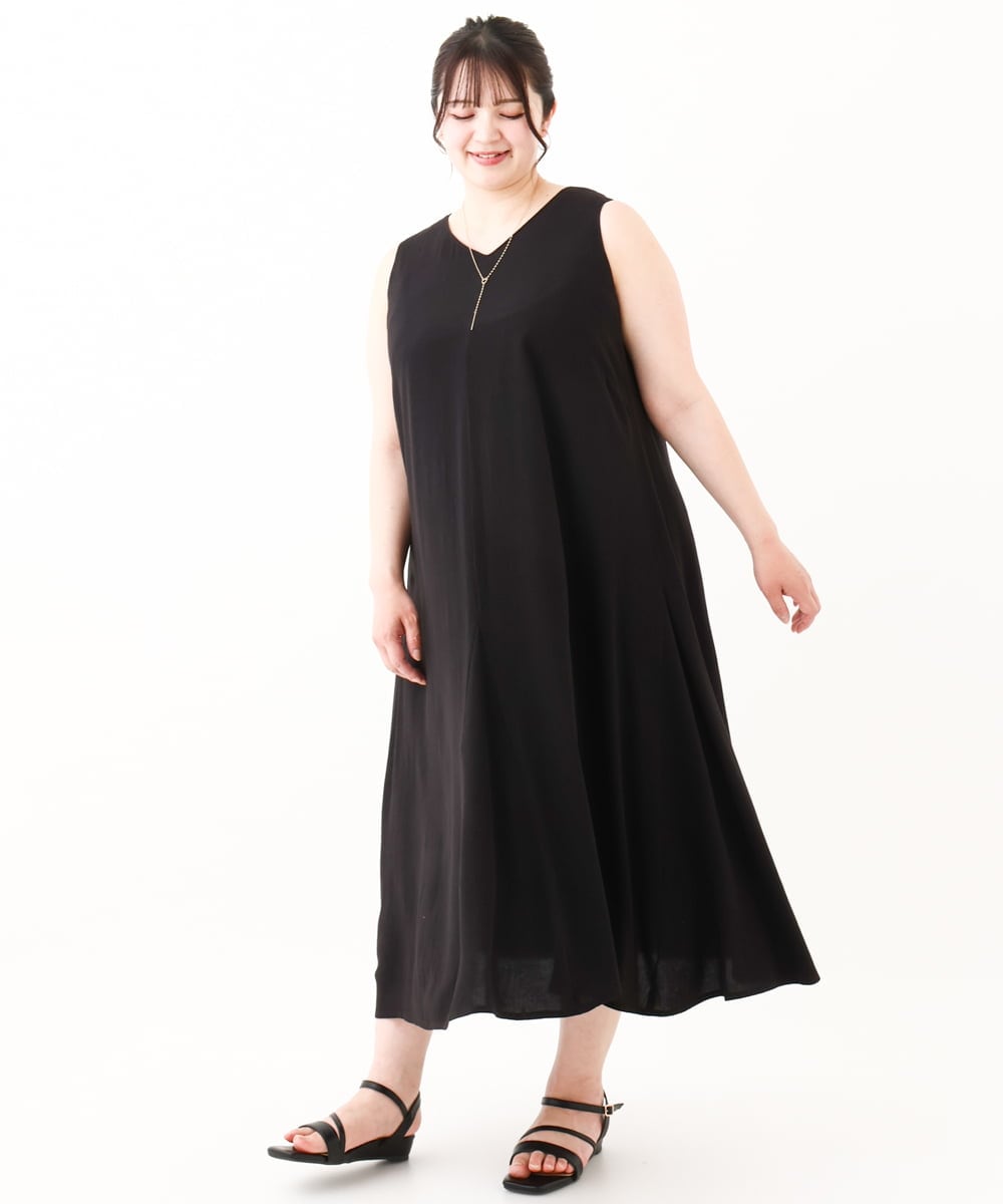 OLEHV30149 eur3(エウルキューブ) 【大きいサイズ】ノースリーブロングワンピース ブラック(94)