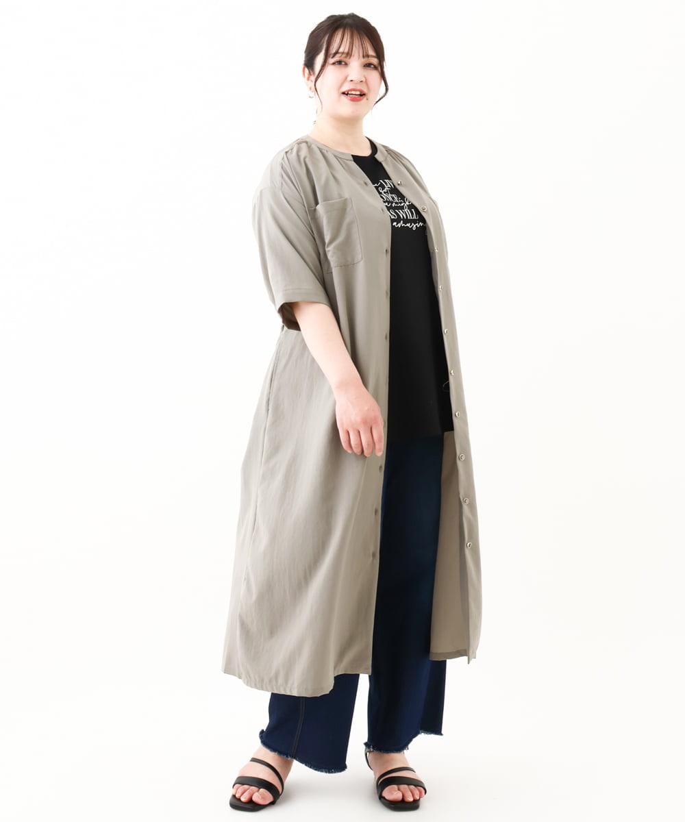 OLEHV31149 eur3(エウルキューブ) 【大きいサイズ】バックプリーツワンピース カーキ(36)