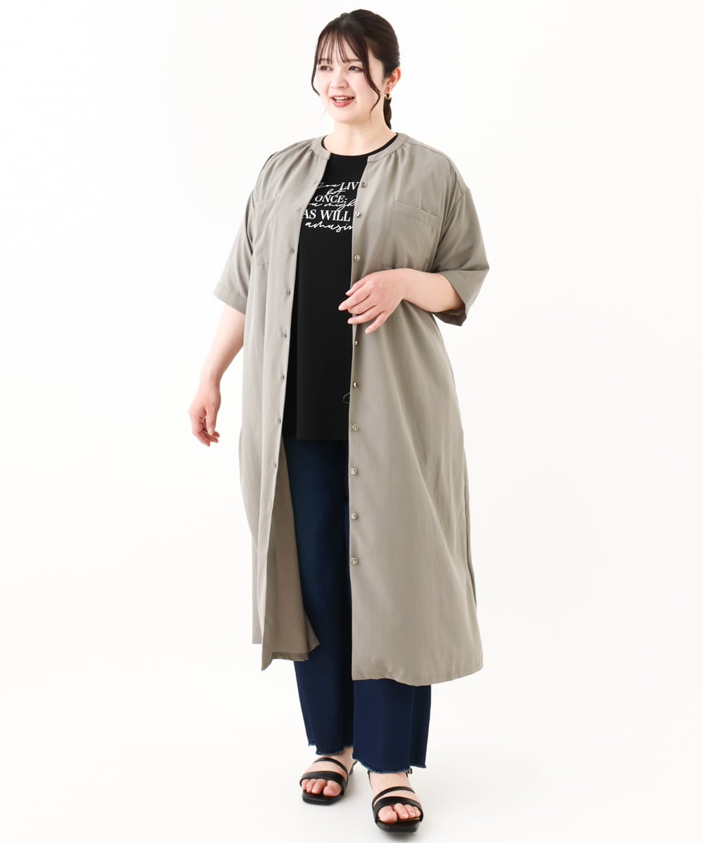 OLEHV31149 eur3(エウルキューブ) 【大きいサイズ】バックプリーツワンピース カーキ(36)