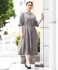 OLEHV31149 eur3(エウルキューブ) 【大きいサイズ】バックプリーツワンピース カーキ(36)