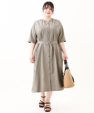 OLEHV31149 eur3(エウルキューブ) 【大きいサイズ】バックプリーツワンピース カーキ(36)