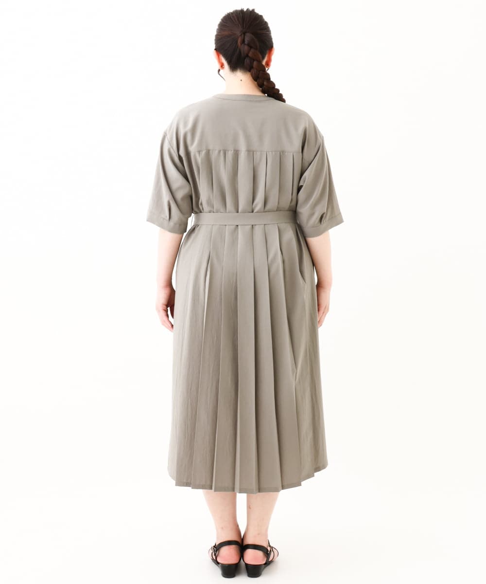 OLEHV31149 eur3(エウルキューブ) 【大きいサイズ】バックプリーツワンピース カーキ(36)