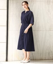 OLEHV31149 eur3(エウルキューブ) 【大きいサイズ】バックプリーツワンピース ネイビー(57)