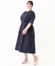 OLEHV31149 eur3(エウルキューブ) 【大きいサイズ】バックプリーツワンピース ネイビー(57)
