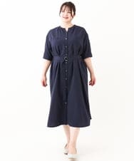 OLEHV31149 eur3(エウルキューブ) 【大きいサイズ】バックプリーツワンピース ネイビー(57)
