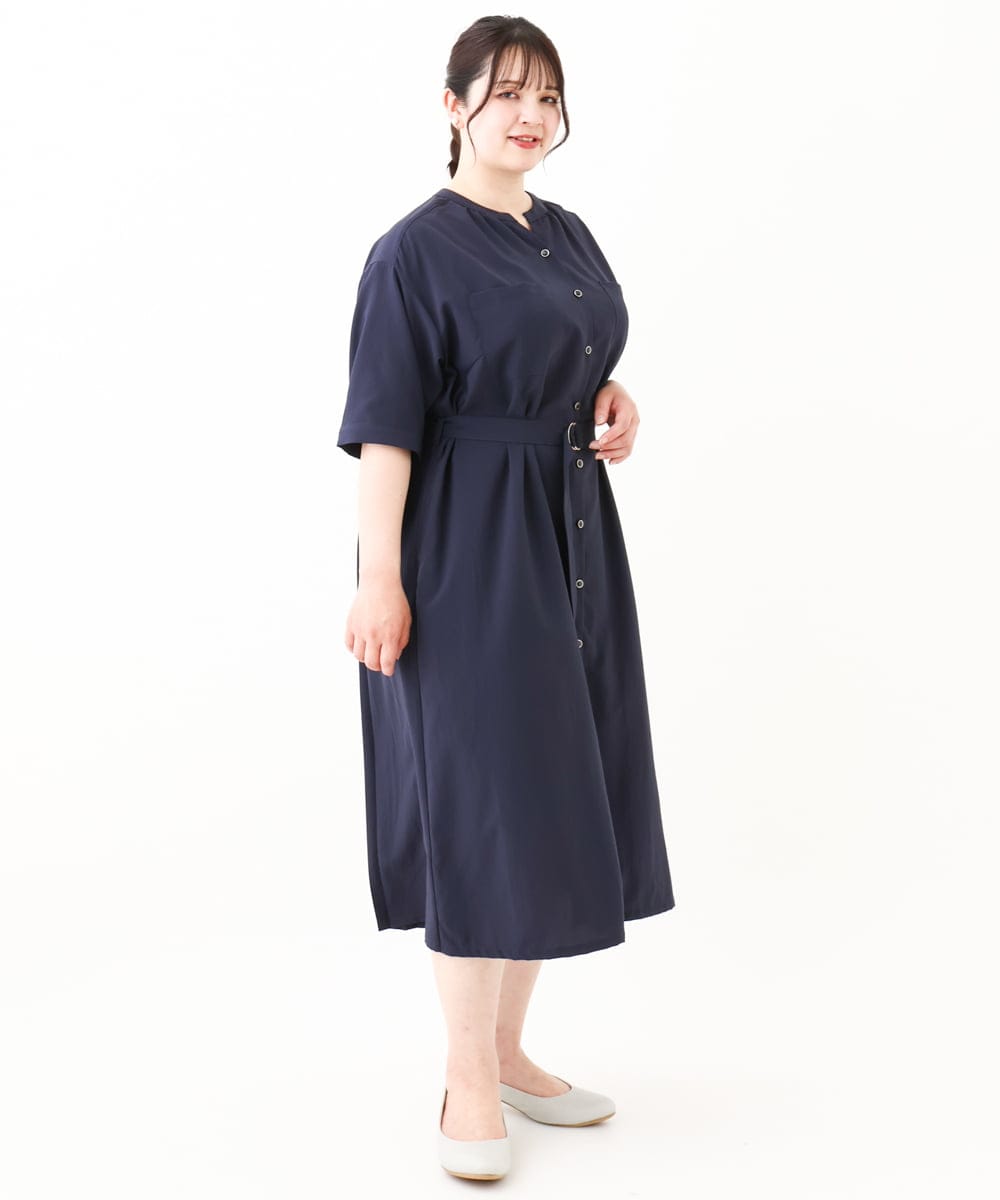 OLEHV31149 eur3(エウルキューブ) 【大きいサイズ】バックプリーツワンピース ネイビー(57)