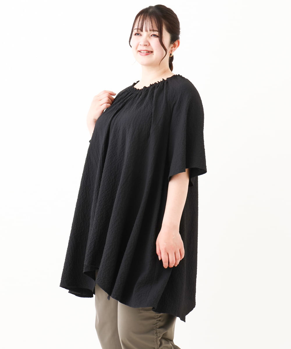 OLEHV32099 eur3(エウルキューブ) 【大きいサイズ】イレヘムチュニック ブラック(94)