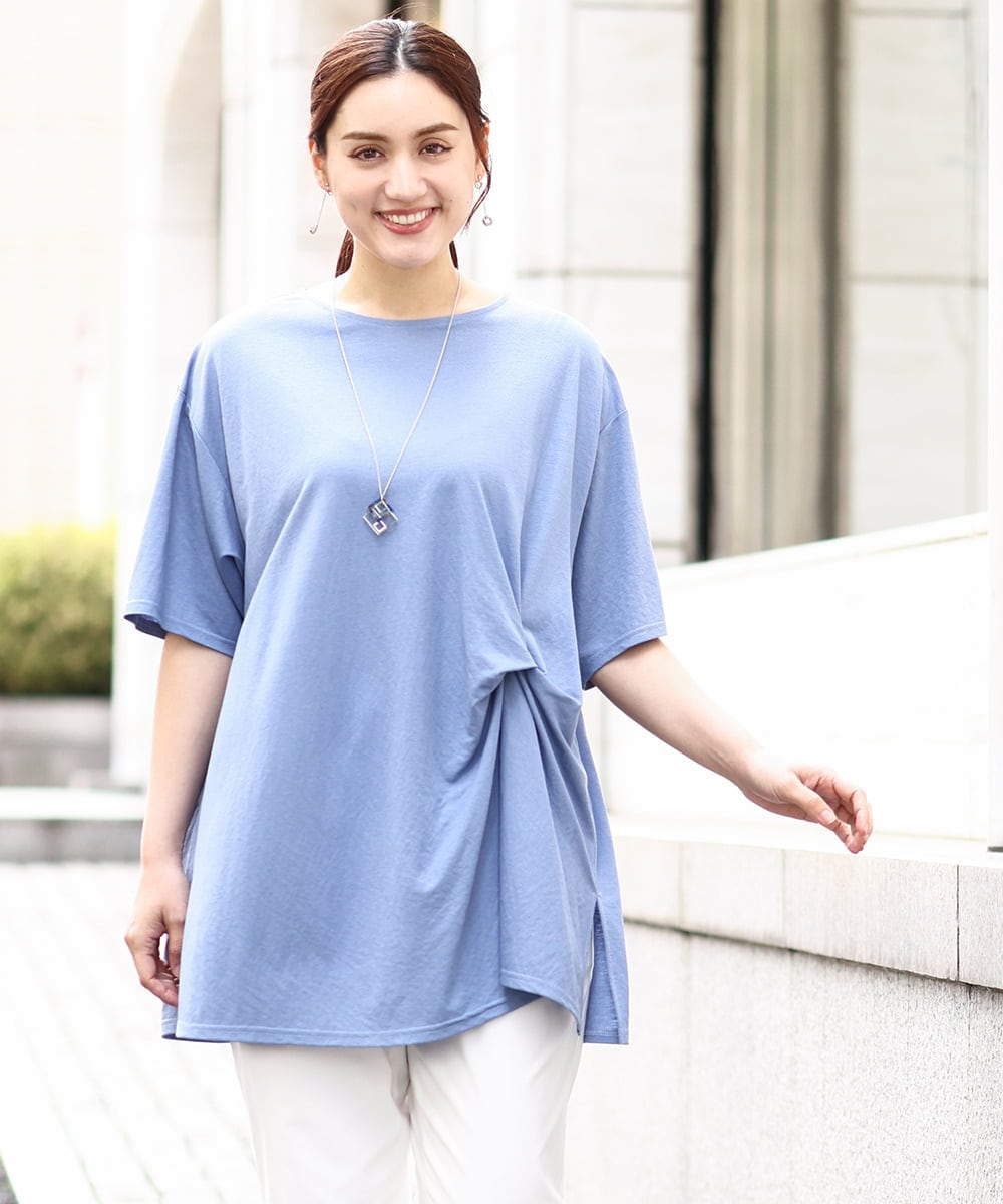 OLEHV33089 eur3(エウルキューブ) 【大きいサイズ/接触冷感】カノコチュニック ライトブルー(50)