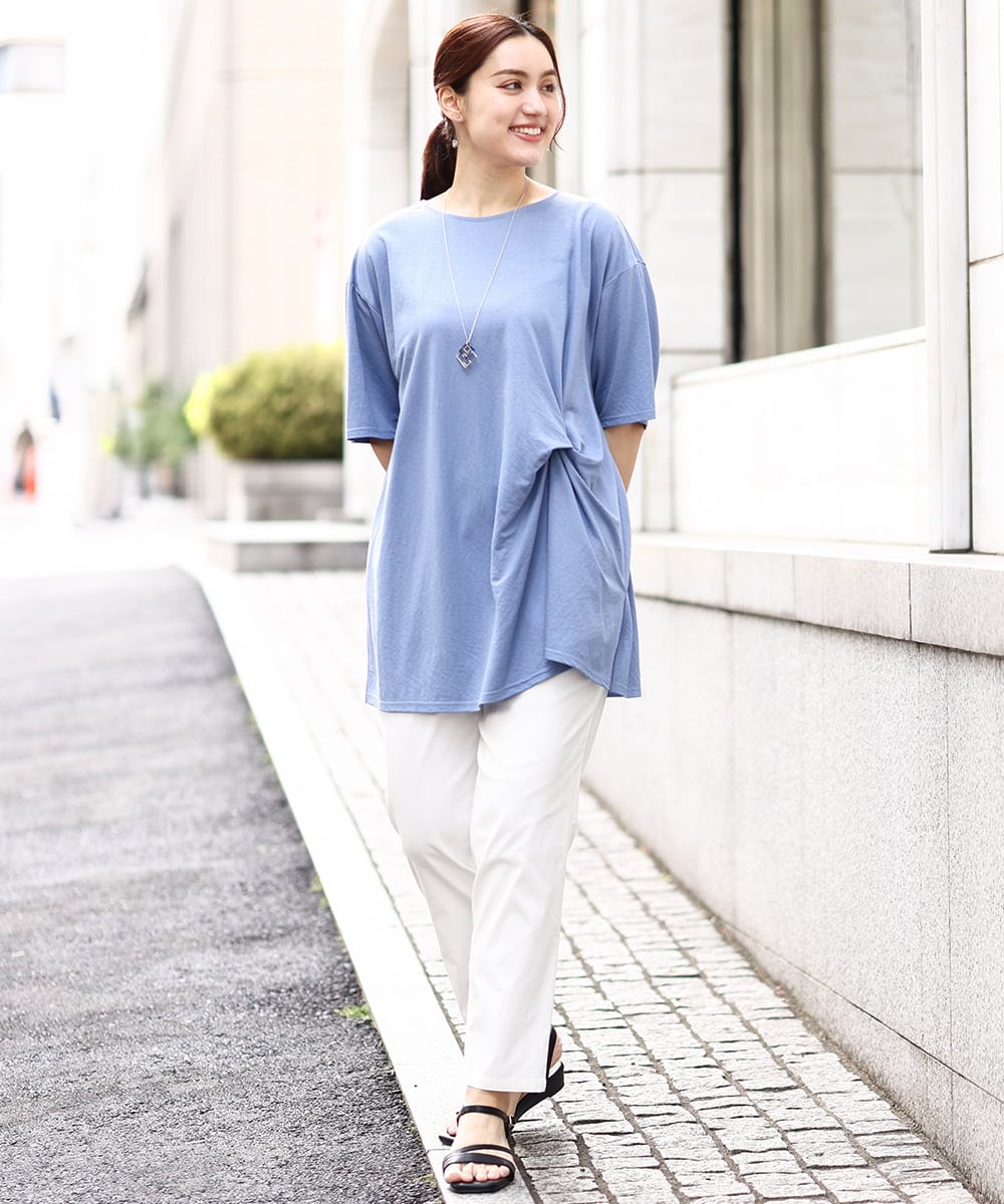 OLEHV33089 eur3(エウルキューブ) 【大きいサイズ/接触冷感】カノコチュニック ライトブルー(50)
