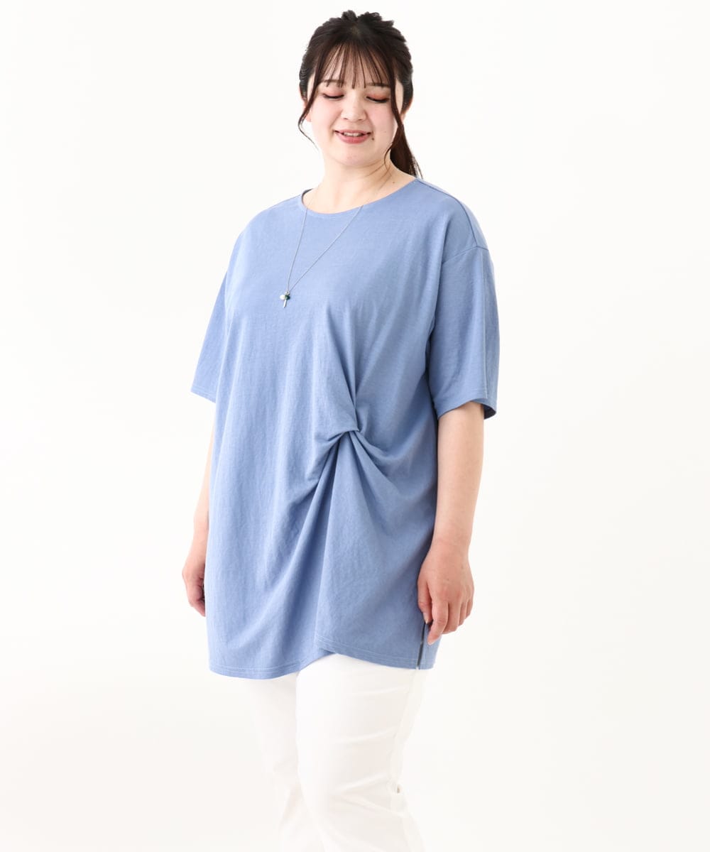 OLEHV33089 eur3(エウルキューブ) 【大きいサイズ/接触冷感】カノコチュニック ライトブルー(50)