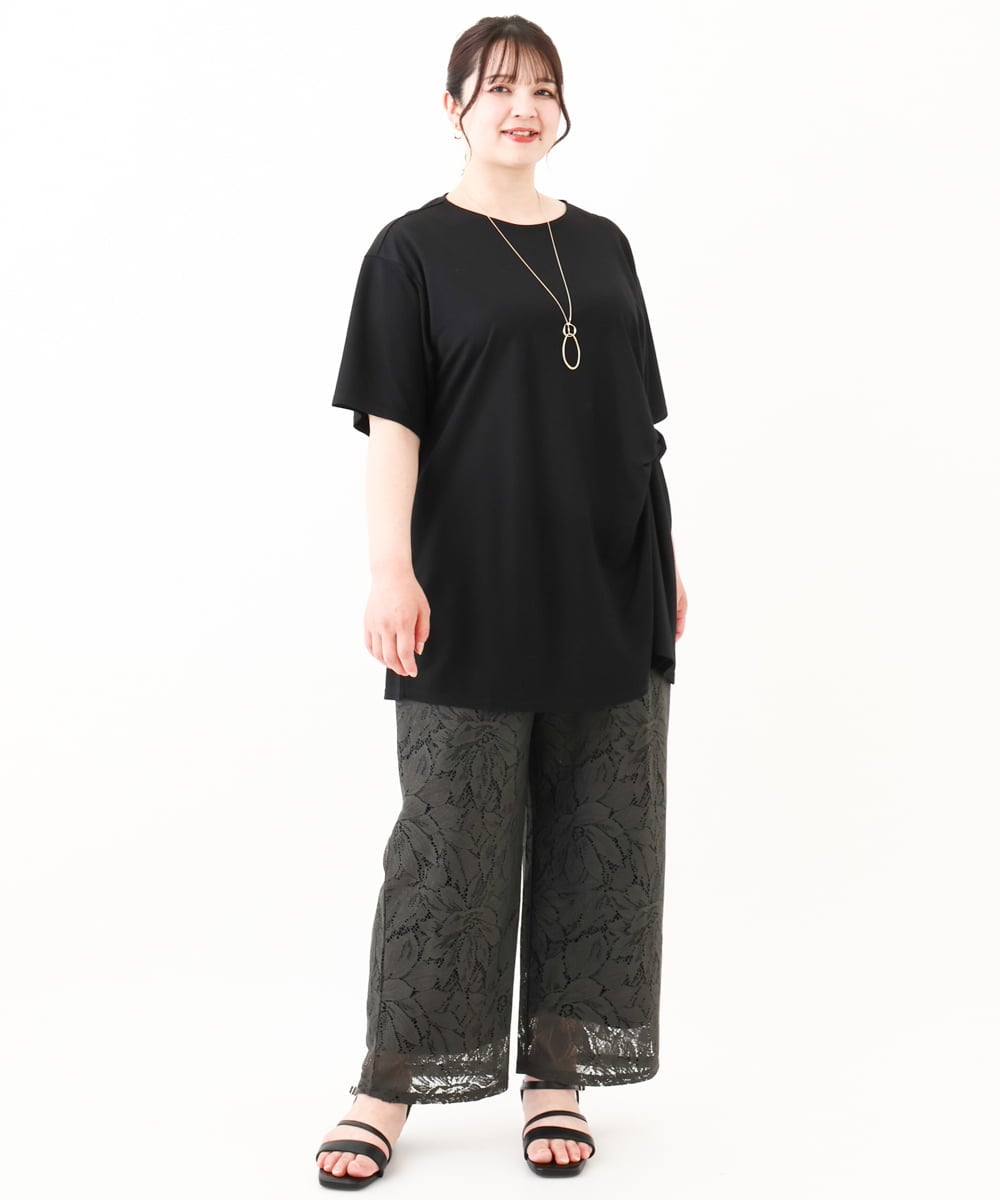 OLEHV33089 eur3(エウルキューブ) 【大きいサイズ/接触冷感】カノコチュニック ブラック(94)