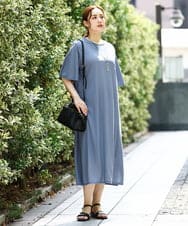 OLEIA32099 eur3(エウルキューブ) 【WEB先行販売】【大きいサイズ/接触冷感】カノコサイドスリットワンピース ブルー(55)