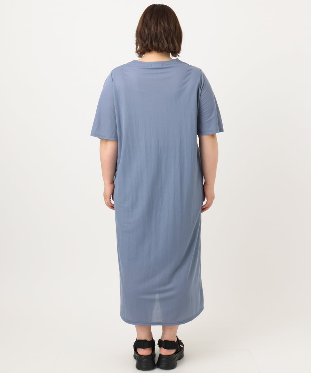 OLEIA32099 eur3(エウルキューブ) 【WEB先行販売】【大きいサイズ/接触冷感】カノコサイドスリットワンピース ブルー(55)