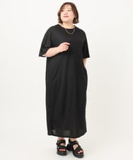 OLEIA32099 eur3(エウルキューブ) 【WEB先行販売】【大きいサイズ/接触冷感】カノコサイドスリットワンピース ブラック(94)