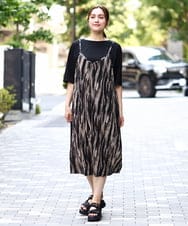 OLEIA39099 eur3(エウルキューブ) 【WEB先行販売】【大きいサイズ】プリーツキャミワンピース ダークグレー(93)