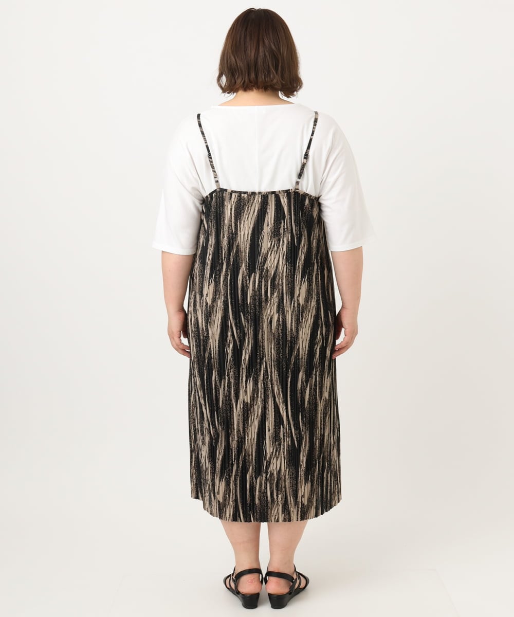 OLEIA39099 eur3(エウルキューブ) 【WEB先行販売】【大きいサイズ】プリーツキャミワンピース ダークグレー(93)
