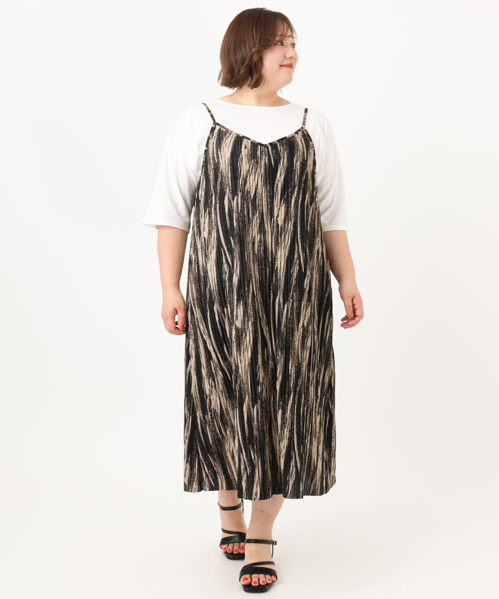 OLEIA39099 eur3(エウルキューブ) 【WEB先行販売】【大きいサイズ】プリーツキャミワンピース ダークグレー(93)