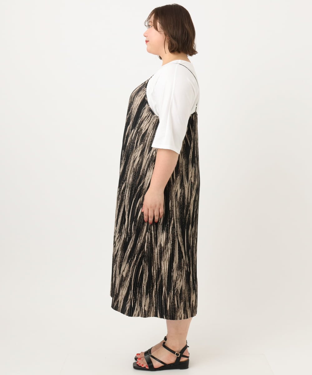 OLEIA39099 eur3(エウルキューブ) 【WEB先行販売】【大きいサイズ】プリーツキャミワンピース ダークグレー(93)