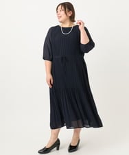OLEIA42189 eur3(エウルキューブ) 【WEB先行販売】【大きいサイズ/11号サイズあり】プリーツワンピース ネイビー(57)