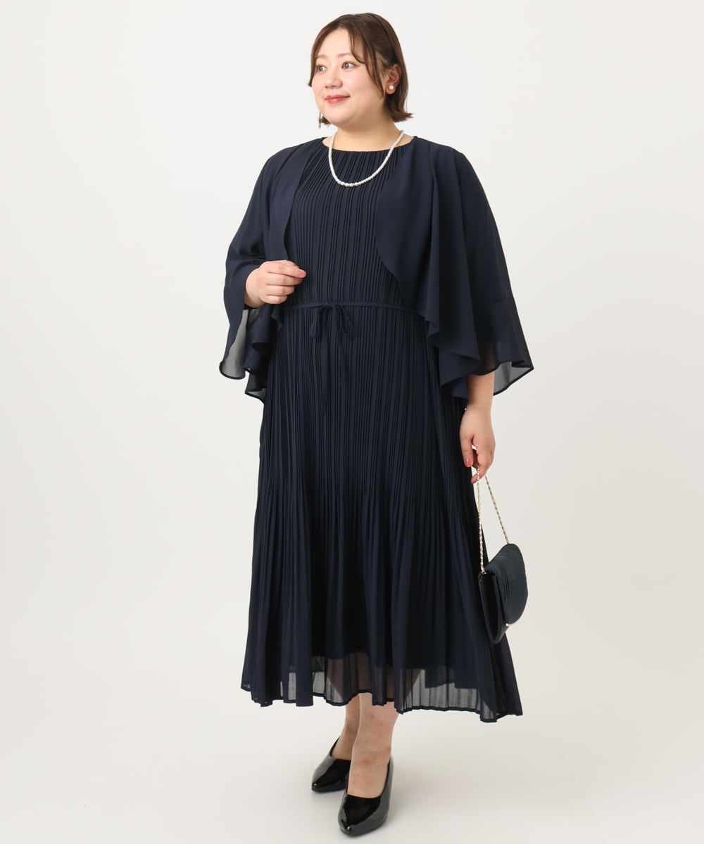 OLEIA42189 eur3(エウルキューブ) 【WEB先行販売】【大きいサイズ/11号サイズあり】プリーツワンピース ネイビー(57)