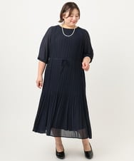 OLEIA42189 eur3(エウルキューブ) 【WEB先行販売】【大きいサイズ/11号サイズあり】プリーツワンピース ネイビー(57)