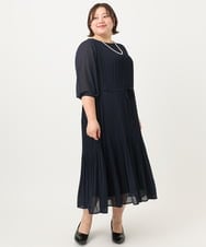 OLEIA42189 eur3(エウルキューブ) 【WEB先行販売】【大きいサイズ/11号サイズあり】プリーツワンピース ネイビー(57)