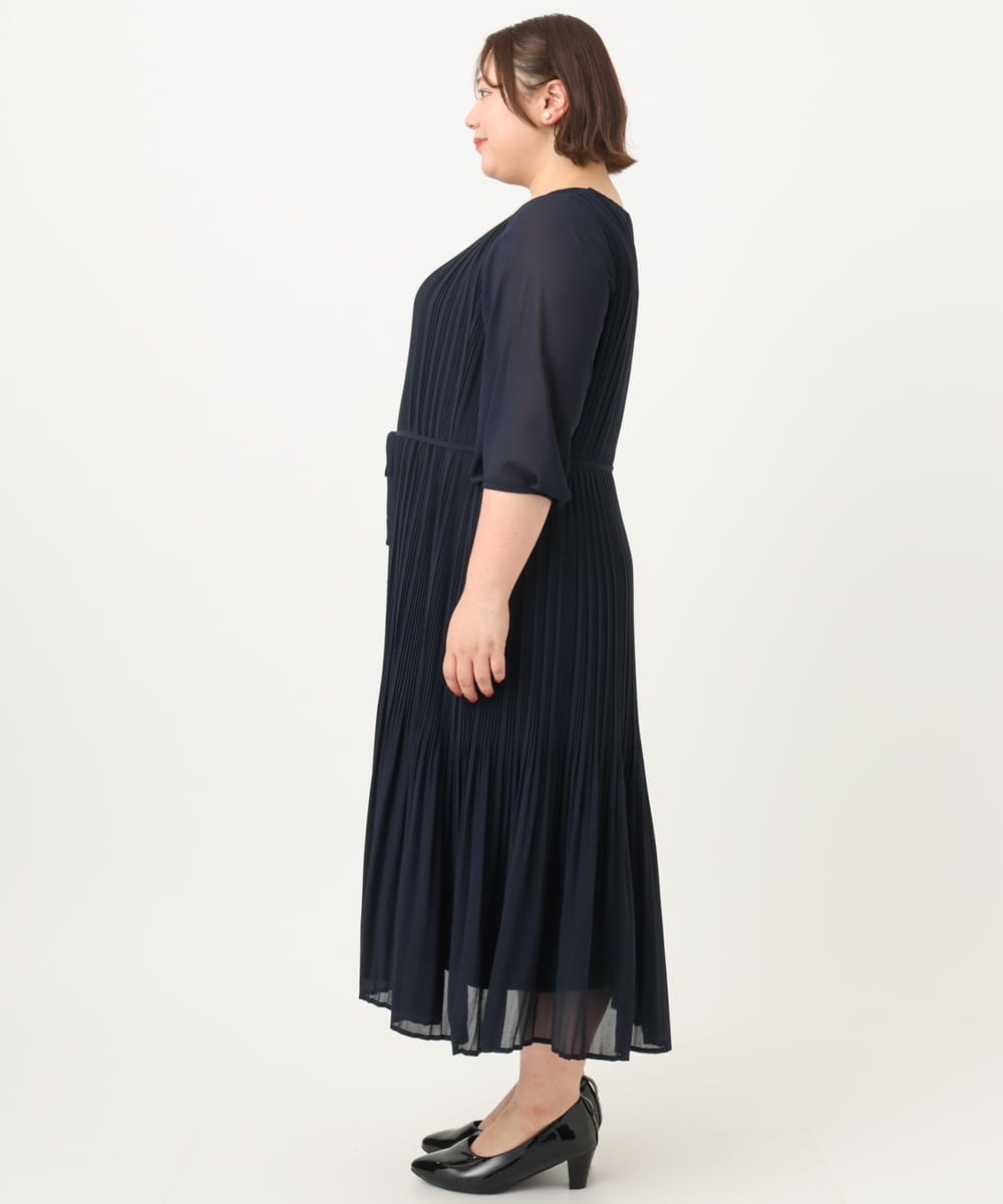 OLEIA42189 eur3(エウルキューブ) 【WEB先行販売】【大きいサイズ/11号サイズあり】プリーツワンピース ネイビー(57)