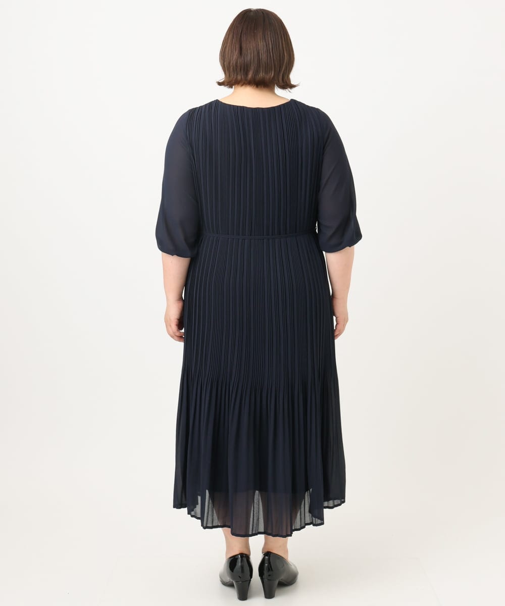OLEIA42189 eur3(エウルキューブ) 【WEB先行販売】【大きいサイズ/11号サイズあり】プリーツワンピース ネイビー(57)
