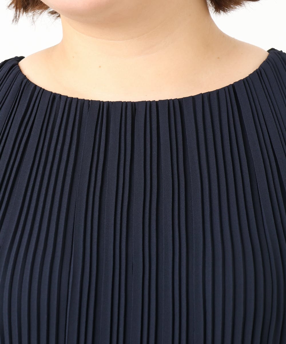 OLEIA42189 eur3(エウルキューブ) 【WEB先行販売】【大きいサイズ/11号サイズあり】プリーツワンピース ネイビー(57)