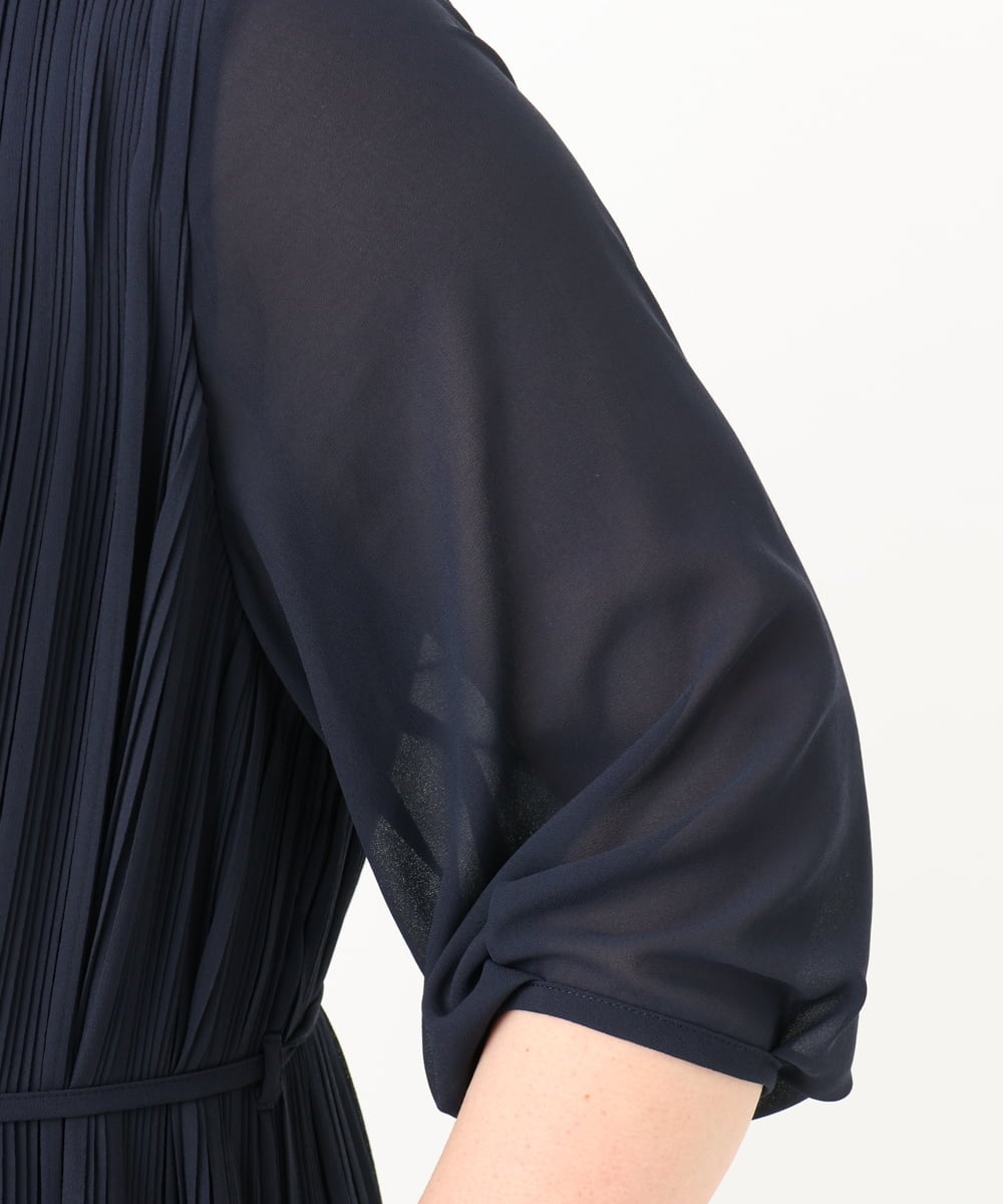 OLEIA42189 eur3(エウルキューブ) 【WEB先行販売】【大きいサイズ/11号サイズあり】プリーツワンピース ネイビー(57)