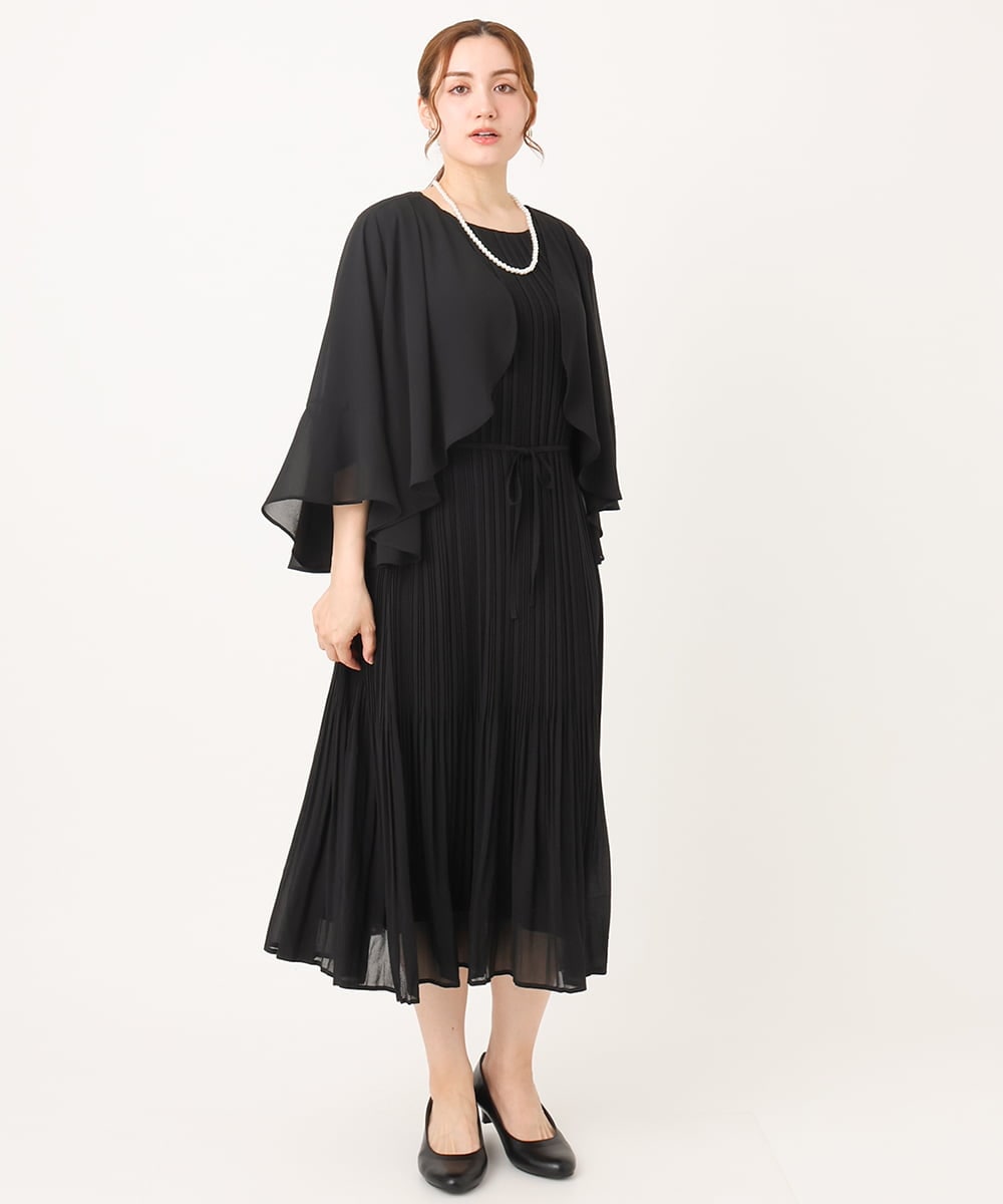 OLEIA42189 eur3(エウルキューブ) 【WEB先行販売】【大きいサイズ/11号サイズあり】プリーツワンピース ブラック(94)