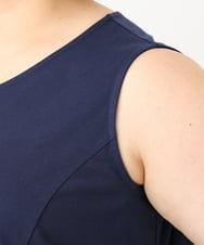 OLEIA43129 eur3(エウルキューブ) 【WEB先行販売】【大きいサイズ】バイカラーノースリーブワンピース ネイビー(57)
