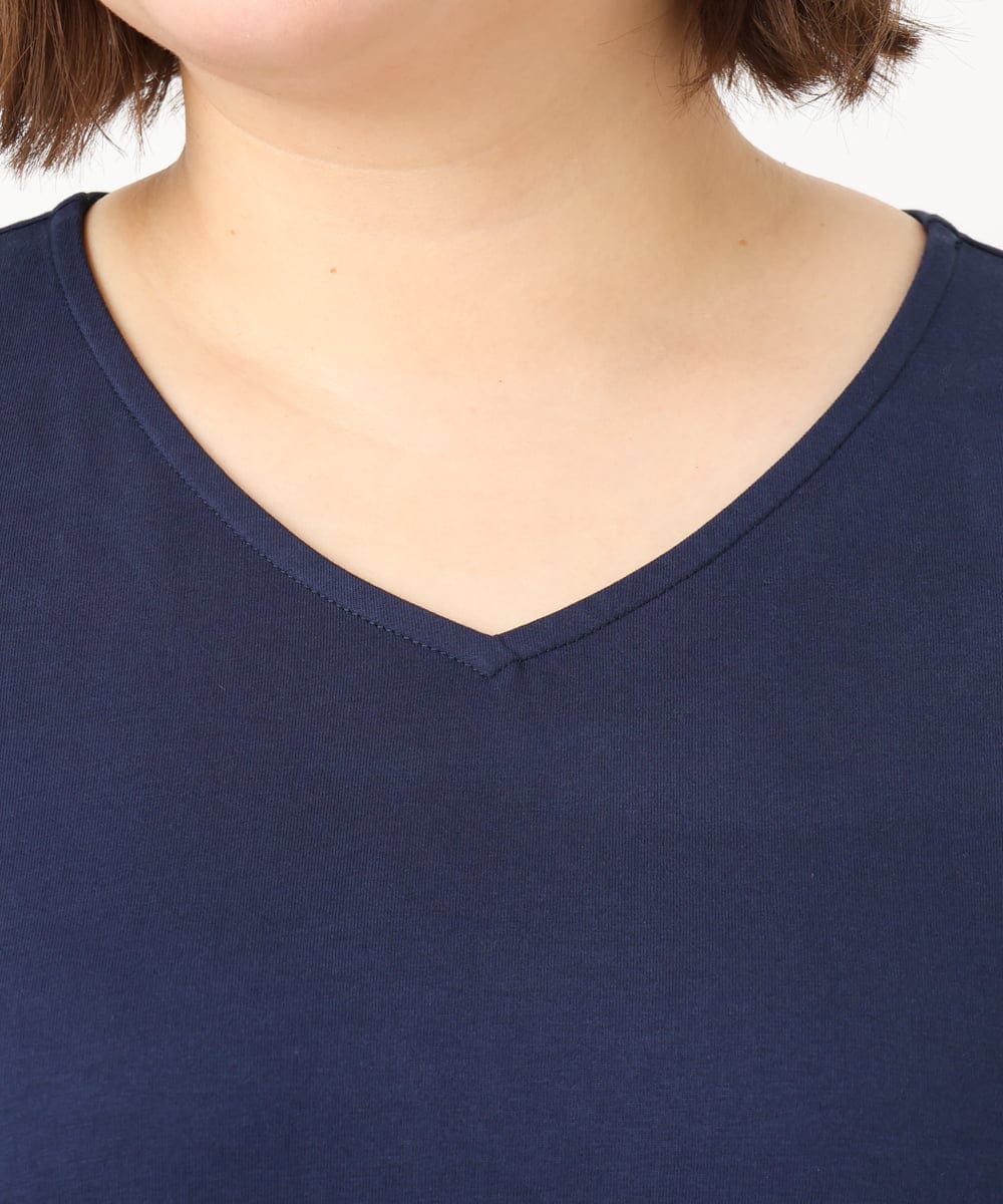 OLEIA43129 eur3(エウルキューブ) 【WEB先行販売】【大きいサイズ】バイカラーノースリーブワンピース ネイビー(57)