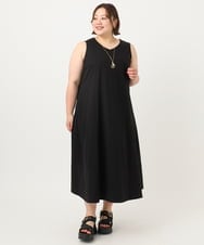 OLEIA43129 eur3(エウルキューブ) 【WEB先行販売】【大きいサイズ】バイカラーノースリーブワンピース ブラック(94)