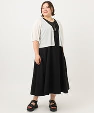 OLEIA43129 eur3(エウルキューブ) 【WEB先行販売】【大きいサイズ】バイカラーノースリーブワンピース ブラック(94)