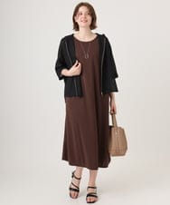 OLEID27089 eur3(エウルキューブ) 【WEB先行販売】【大きいサイズ/接触冷感/UVカット】メッシュレイヤードワンピース ダークブラウン