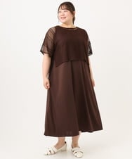 OLEID27089 eur3(エウルキューブ) 【WEB先行販売】【大きいサイズ/接触冷感/UVカット】メッシュレイヤードワンピース ダークブラウン