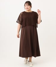 OLEID27089 eur3(エウルキューブ) 【WEB先行販売】【大きいサイズ/接触冷感/UVカット】メッシュレイヤードワンピース ダークブラウン
