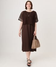 OLEID27089 eur3(エウルキューブ) 【WEB先行販売】【大きいサイズ/接触冷感/UVカット】メッシュレイヤードワンピース ダークブラウン