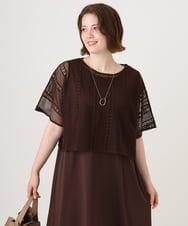 OLEID27089 eur3(エウルキューブ) 【WEB先行販売】【大きいサイズ/接触冷感/UVカット】メッシュレイヤードワンピース ダークブラウン